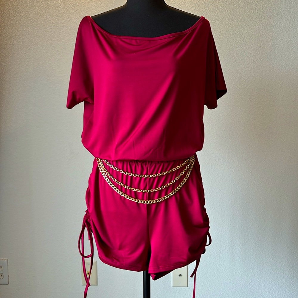 NWOT: One Piece Burgundy Casual Jumper w/ Side Drawstrings, Size XL (runs small)